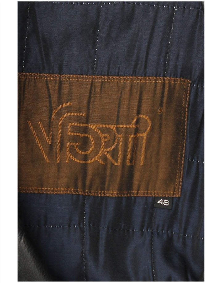 Vittorio Forti Ανδρικό Δερμάτινο Παλτό IT 48 Μεσαίο Μαύρο