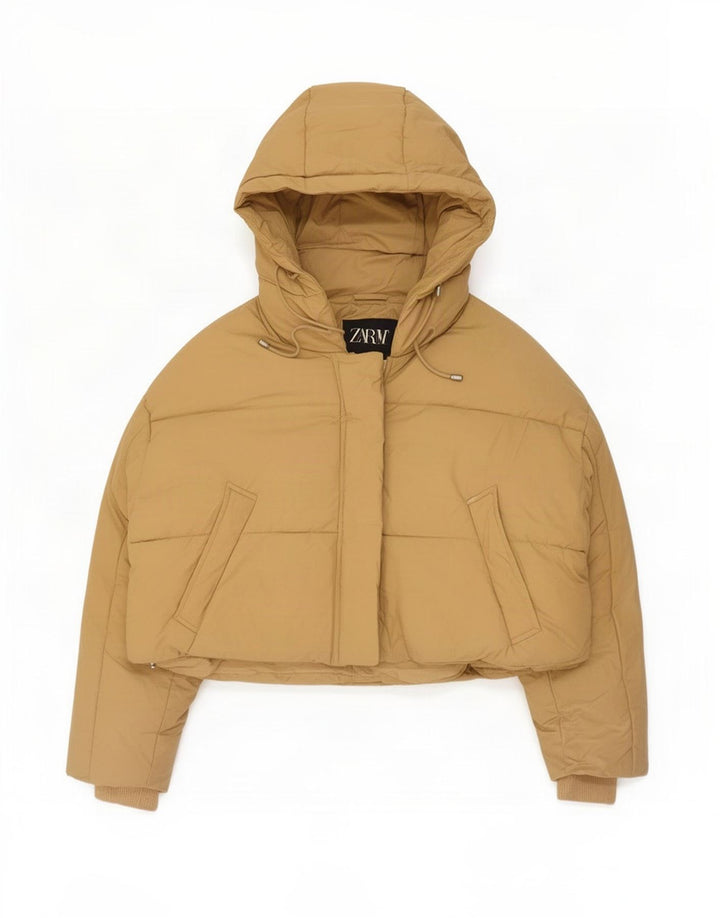 Zara Γυναικείο μπουφάν με κουκούλα Oversized UK 14 Medium Beige