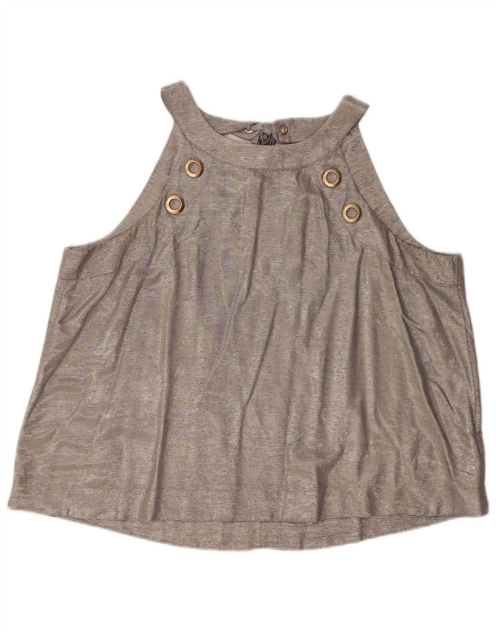 Coast Womens Crop Top UK 16 Large Silver Viscose