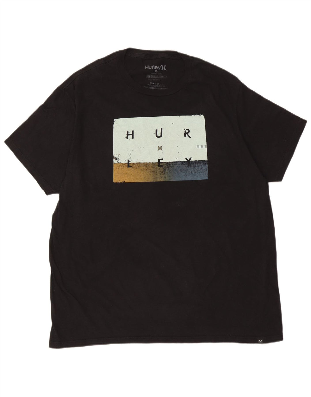 Ανδρικό γραφικό T-Shirt Hurley Top XL Μαύρο βαμβακερό