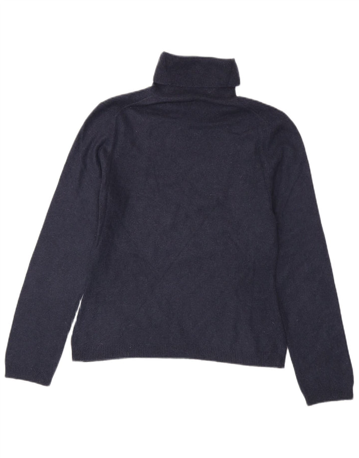 Benetton γυναικείο πουλόβερ με ρολό λαιμόκοψη UK 10 Small Navy Blue Cashmere