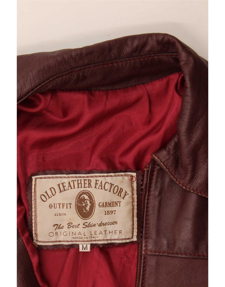 Vintage Γυναικείο Δερμάτινο Μπουφάν UK 14 Medium Burgundy