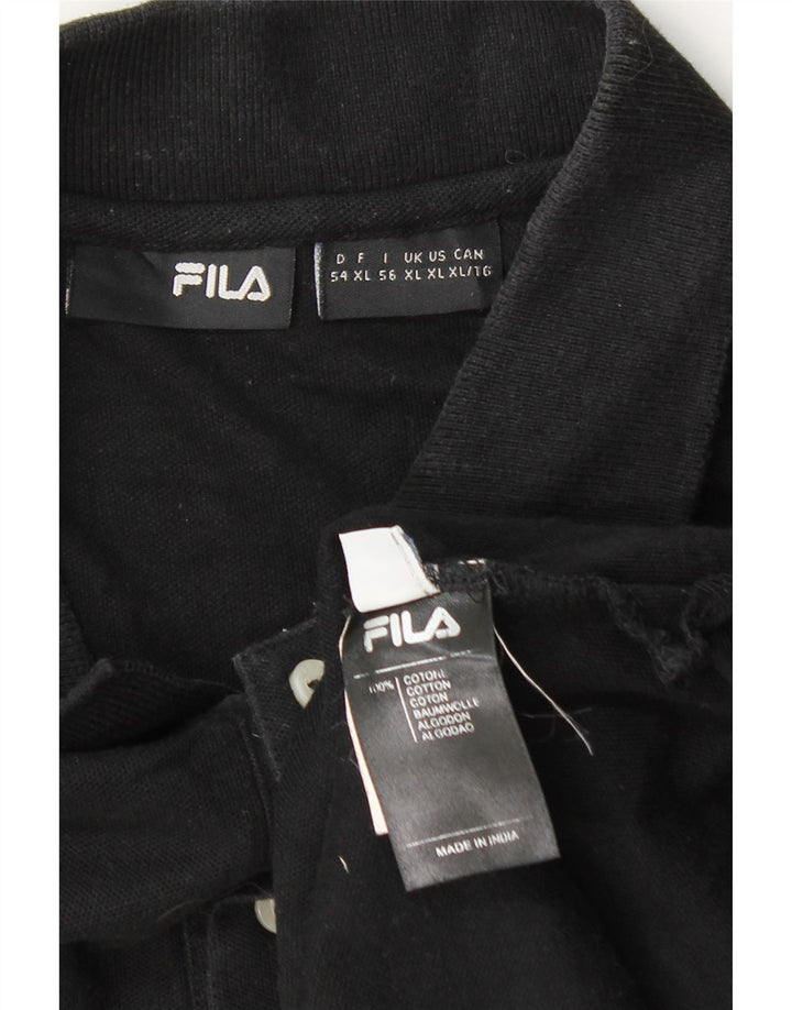 Ανδρικό πουκάμισο πόλο FILA XL μαύρο βαμβακερό