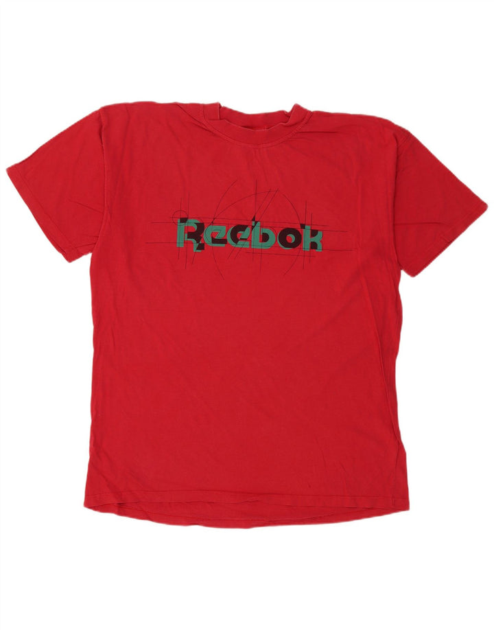 REEBOK Mens Graphic T-Shirt Top Large Red Cotton
