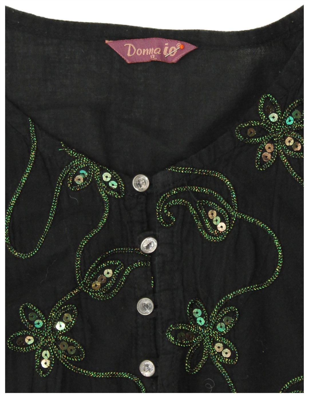 VINTAGE Γυναικείο τουνίκ φόρεμα 3/4 μανίκι UK 18 XL μαύρο φλοράλ