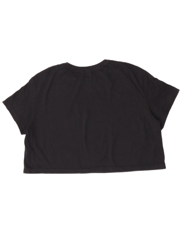 Γυναικείο μπλουζάκι Nike Crop γραφικό τοπ UK 18 XL μαύρο βαμβακερό