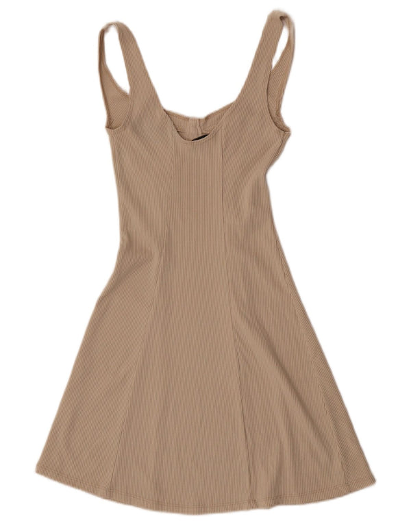 Zara Γυναικείο Αμάνικο Φόρεμα A-Line UK 8 Small Beige