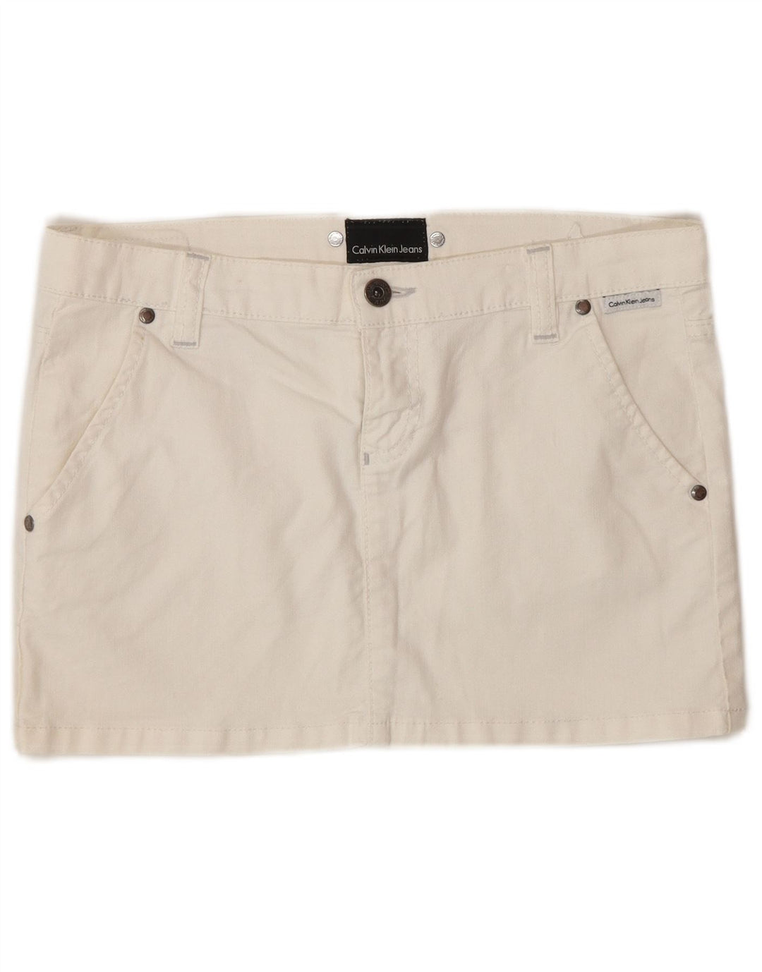 Γυναικεία Μίνι Φούστα Calvin Klein W27 Small Off White Βαμβακερή