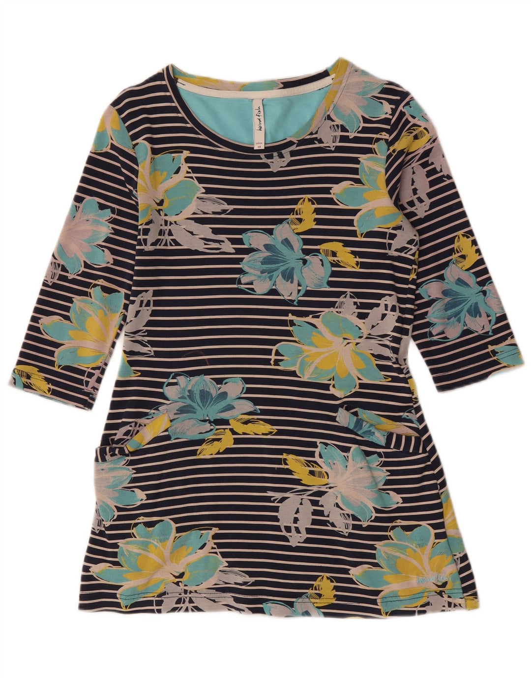 WEIRD FISH Γυναικείο τοπ 3/4 μανίκια UK 10 Small Navy Blue Floral βαμβακερό