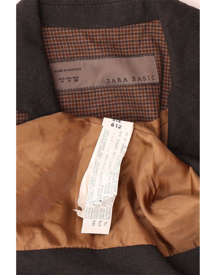 Zara Γυναικείο Basic Blazer Jacket UK 12 Medium Brown Houndstooth Classic