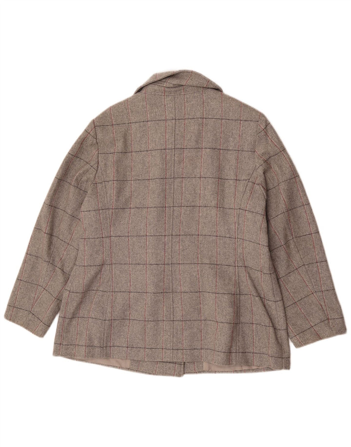 Marks & Spencer Γυναικείο παλτό με διπλό στήθος UK 18 XL Grey Check New Wool