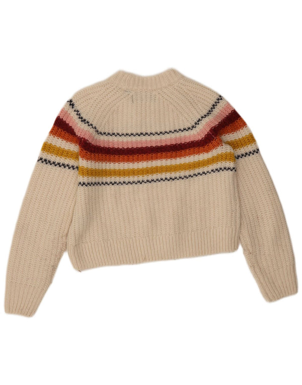 Superdry γυναικείο πουλόβερ με λαιμόκοψη Crop Crew UK 8 Small White ριγέ