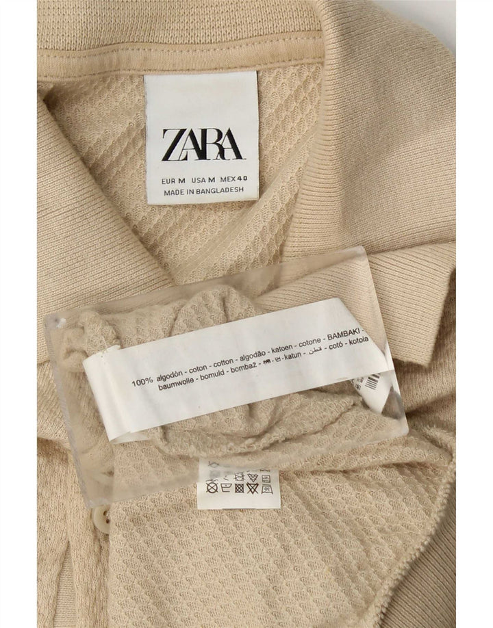 Zara Ανδρικό Πόλο Μπλουζάκι Μεσαίο Μπεζ Βαμβακερό