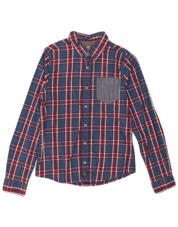 Πουκάμισο Timberland για αγόρια 13-14 ετών Μικρό Navy Blue Check Cotton
