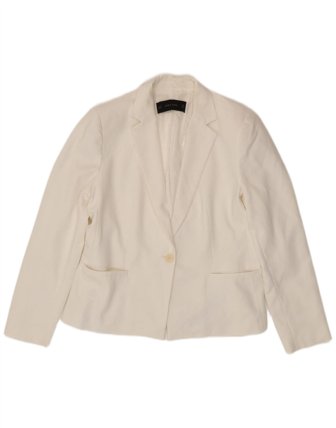 ZARA Γυναικείο Μπουφάν Blazer UK 18 XL Λευκός Πολυεστέρας