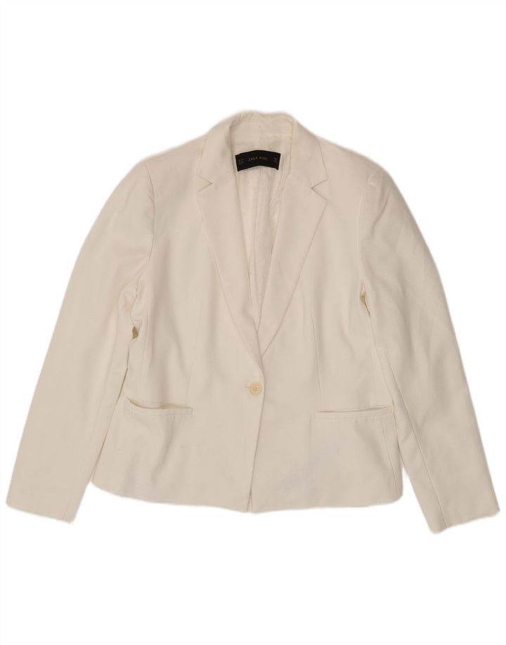 ZARA Γυναικείο Μπουφάν Blazer UK 18 XL Λευκός Πολυεστέρας
