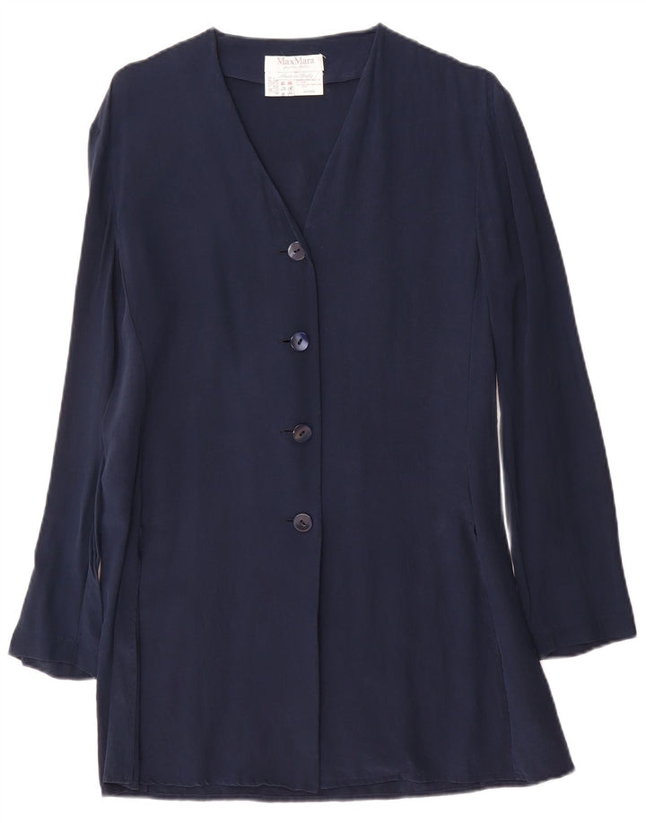 Max Mara Γυναικείο μπουφάν blazer UK 14 Medium Navy Blue Silk
