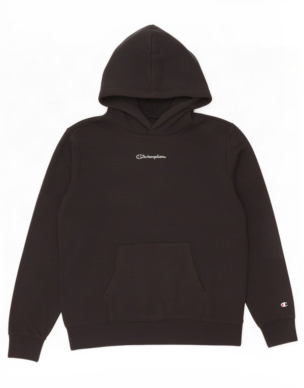 Champion Womens Graphic Hoodie Jumper UK 16 Large Black Cotton