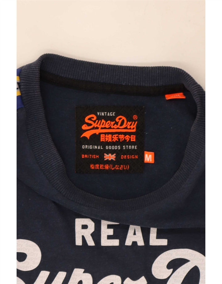 Ανδρικό γραφικό μπλουζάκι Superdry με μακρυμάνικο μεσαίο μπλε ναυτικό