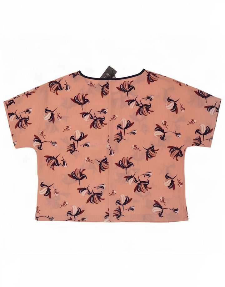 Marks & Spencer Γυναικεία Μπλούζα Τοπ UK 16 Large Pink Floral Polyester