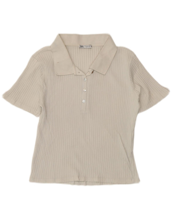 Zara Γυναικείο Πόλο Μπλουζάκι UK 18 XL Λευκό