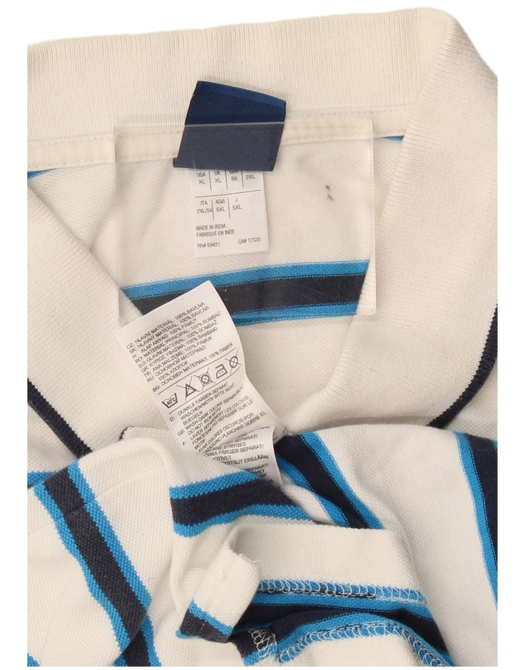 Ανδρικό μπλουζάκι πόλο REEBOK XL Λευκό βαμβακερό ριγέ