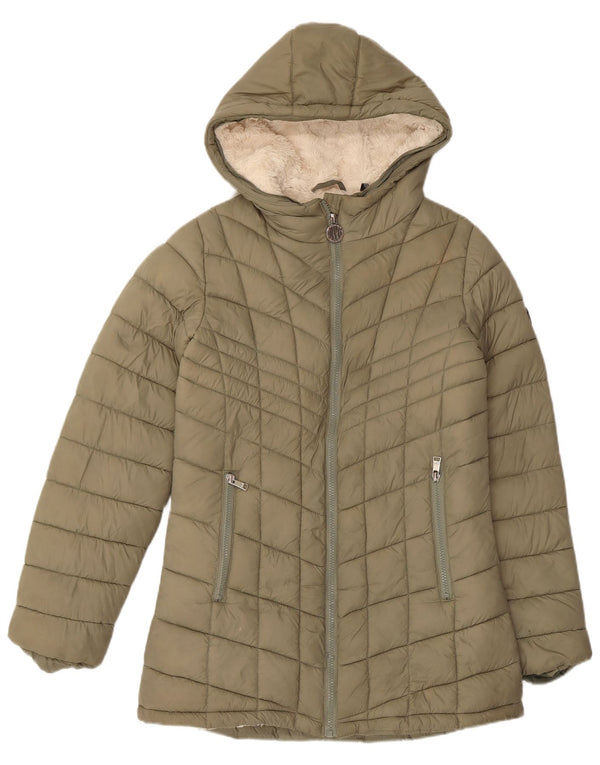 Dkny Girls Sherpa Padded Jacket 14-15 Years Large Khaki Nylon