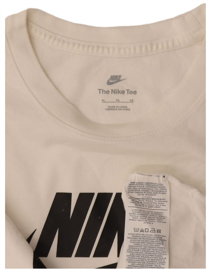 Ανδρικό γραφικό τοπ Nike, μακρυμάνικο XL, λευκό βαμβακερό