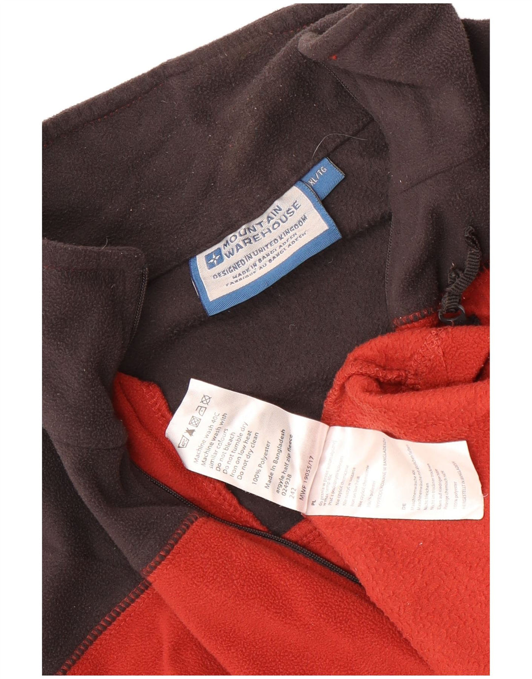 Ανδρική αποθήκη Mountain Warehouse με φερμουάρ Fleece Jumper XL Red Colourblock Πολυεστέρας