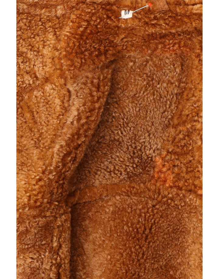 Vintage Γυναικείο Shearling Jacket UK 14 Medium Brown γεωμετρικό