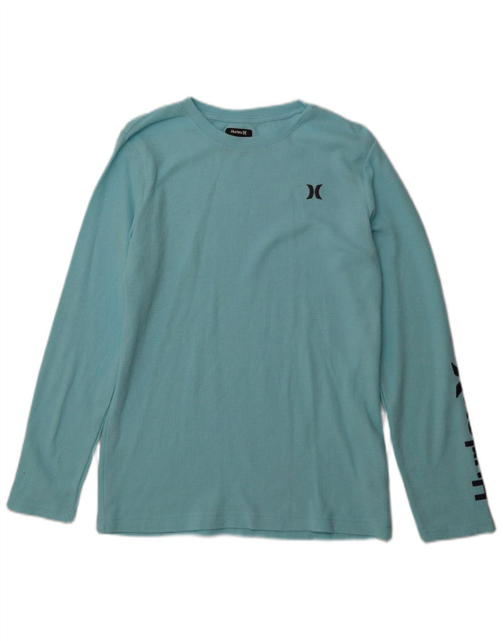 HURLEY Boys Graphic Top Long Sleeve 14-15 Years  Blue Cotton