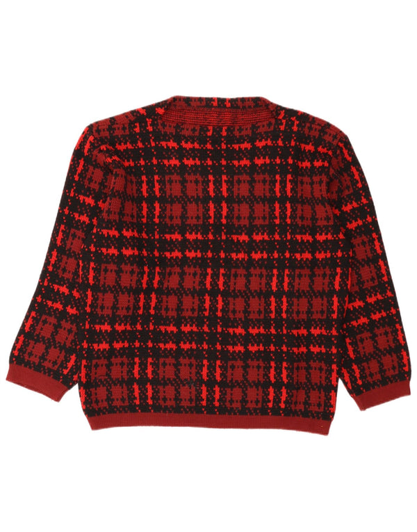 Vintage γυναικείο πουλόβερ με λαιμόκαυμα UK 16 Large Red Check