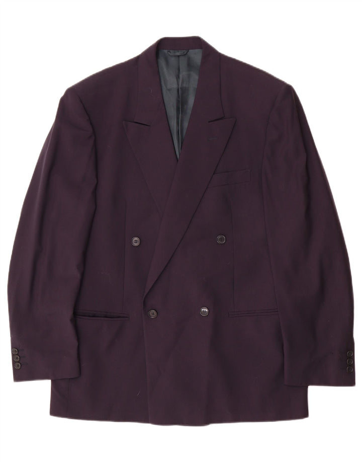 Vintage Ανδρικό Μπουφάν Blazer Διπλό στήθος IT 50 Μεγάλο Μαλλί Navy Blue