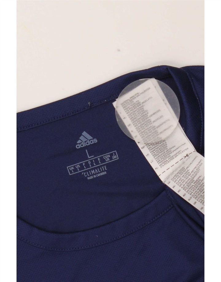Ανδρικό T-shirt Adidas Climalite Top Large Navy Blue Colorblock Πολυεστέρας