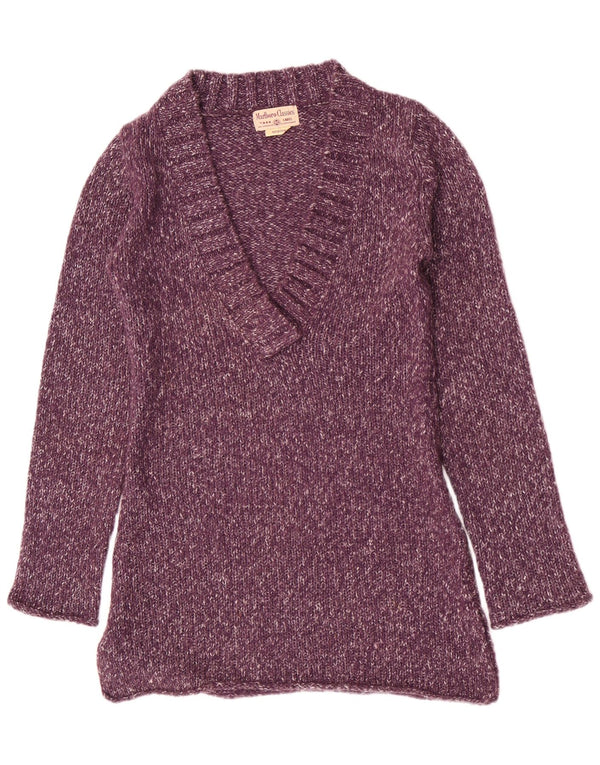 Γυναικείο πουλόβερ Marlboro Classics με V λαιμόκοψη UK 14 Medium Purple Flecked