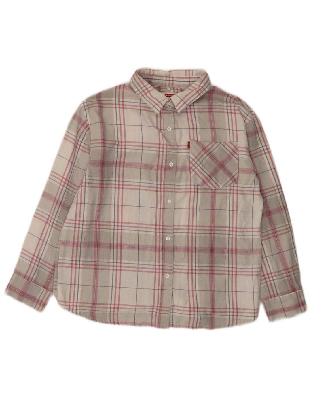 LEVI'S Girls Flannel πουκάμισο 14-15 ετών Γκρι βαμβακερό