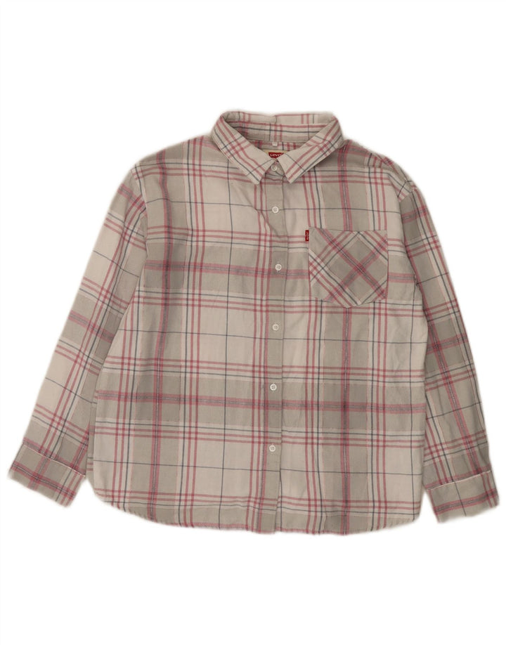LEVI'S Girls Flannel πουκάμισο 14-15 ετών Γκρι βαμβακερό