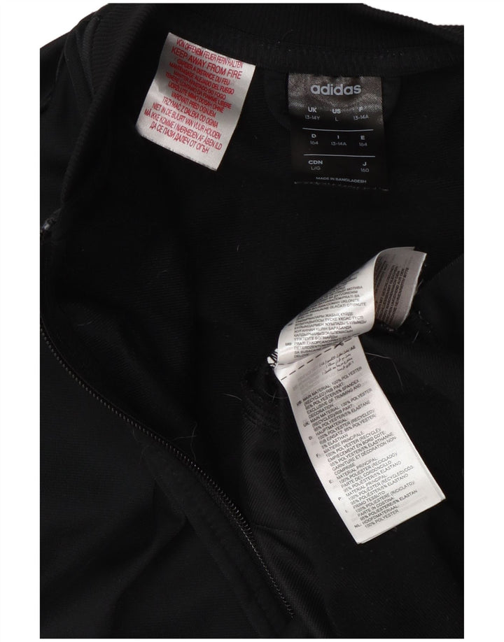 Adidas Boys Tracksuit Top Jacket 13-14 Years Black Polyester