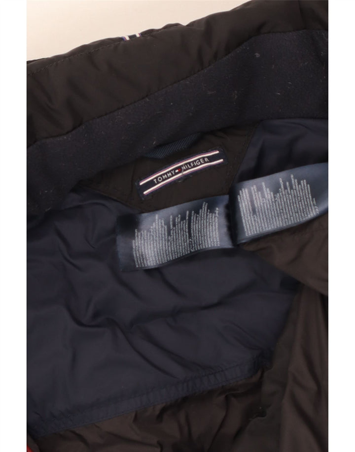 Tommy Hilfiger γυναικείο παλτό με κουκούλα UK 14 μεγάλο μαύρο πολυεστέρα