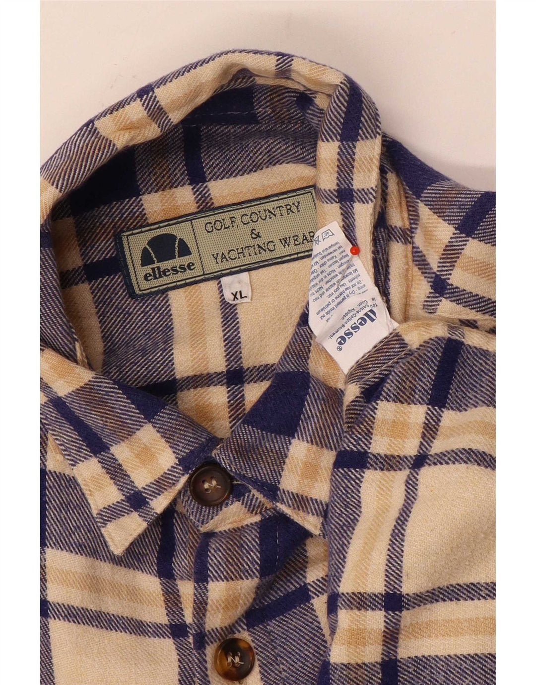 Ανδρικό φανελένιο πουκάμισο Ellesse XL Beige Check Cotton