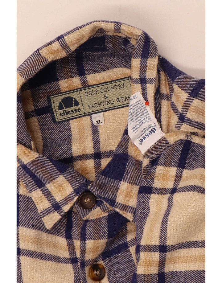 Ανδρικό φανελένιο πουκάμισο Ellesse XL Beige Check Cotton