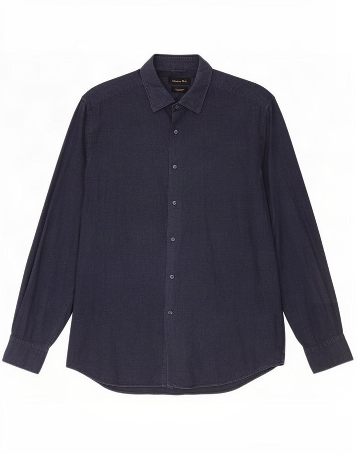 Ανδρικό πουκάμισο Massimo Dutti XL Navy Blue Cotton