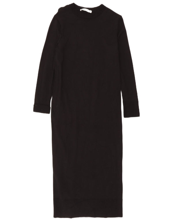 Γυναικείο μακρυμάνικο φόρεμα Zara UK 8 Small Black Viscose