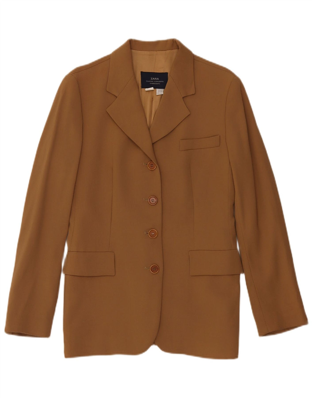 Zara Γυναικείο τζάκετ μπλέιζερ με 4 κουμπιά EU 40 μεσαίο καφέ μαλλί
