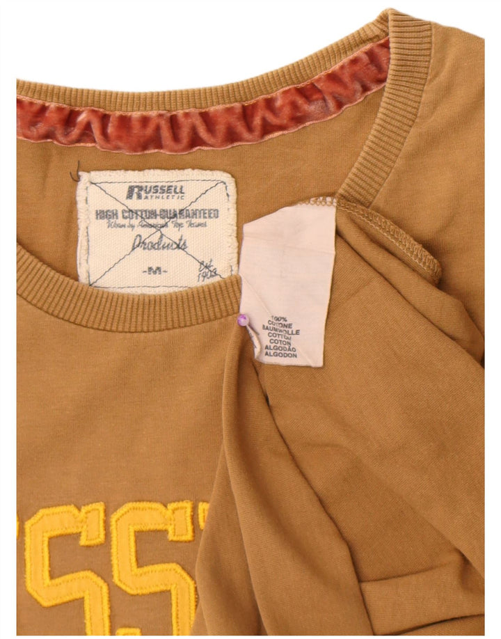 Ανδρικό γραφικό μπλουζάκι Russell Athletic Top από μεσαίο χακί βαμβάκι