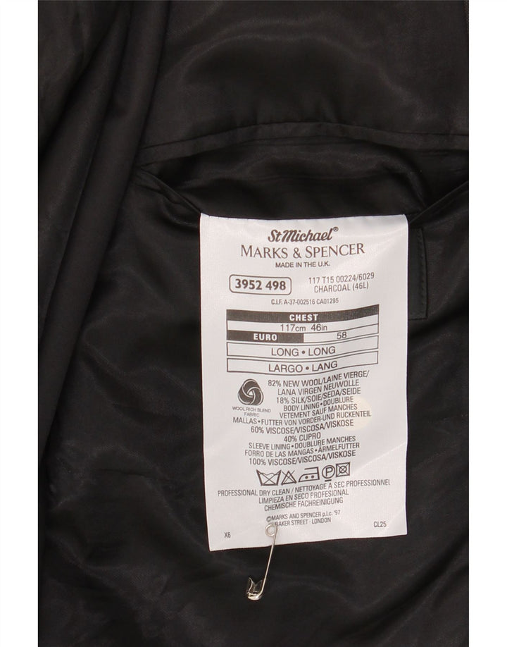 Marks & Spencer Ανδρικό σακάκι σακάκι με 2 κουμπιά UK 46 XL Γκρι νέο μαλλί