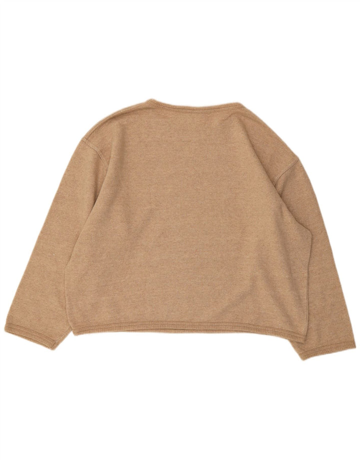 Stefanel Γυναικείο γραφικό υπερμεγέθη φούτερ Jumper UK 16 Μεγάλο μπεζ μαλλί