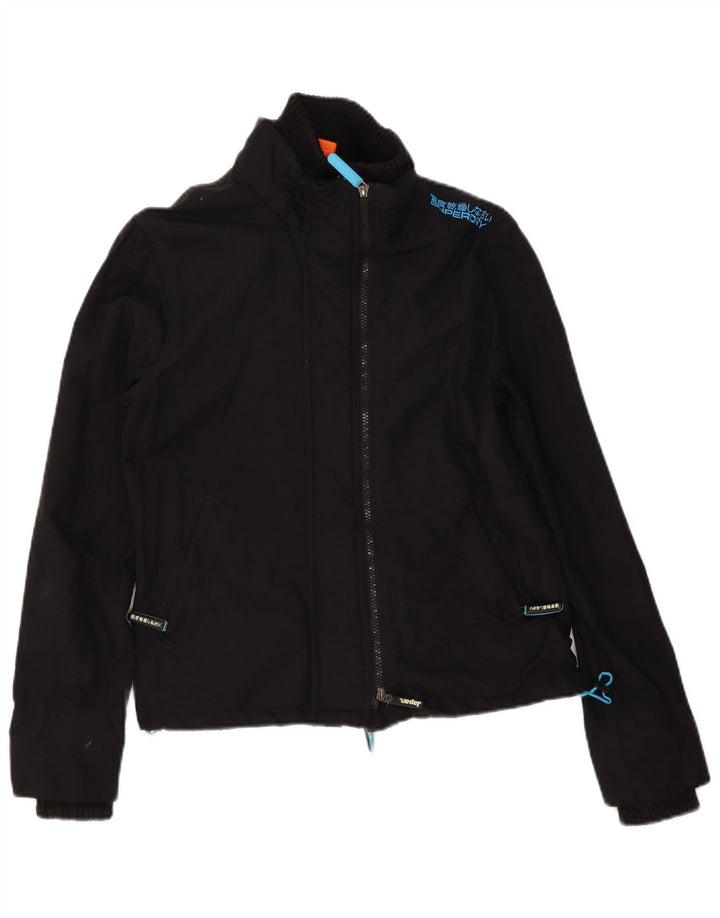 Superdry Womens The Windcheater Windbreaker Jacket UK 16 Large Black Nylon