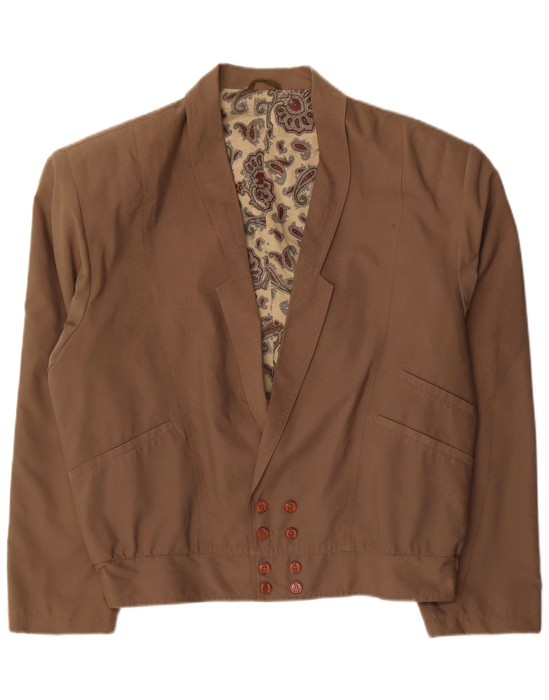 Mancini Mens Double Breasted Bomber Jacket UK 42 XL Beige Polyester