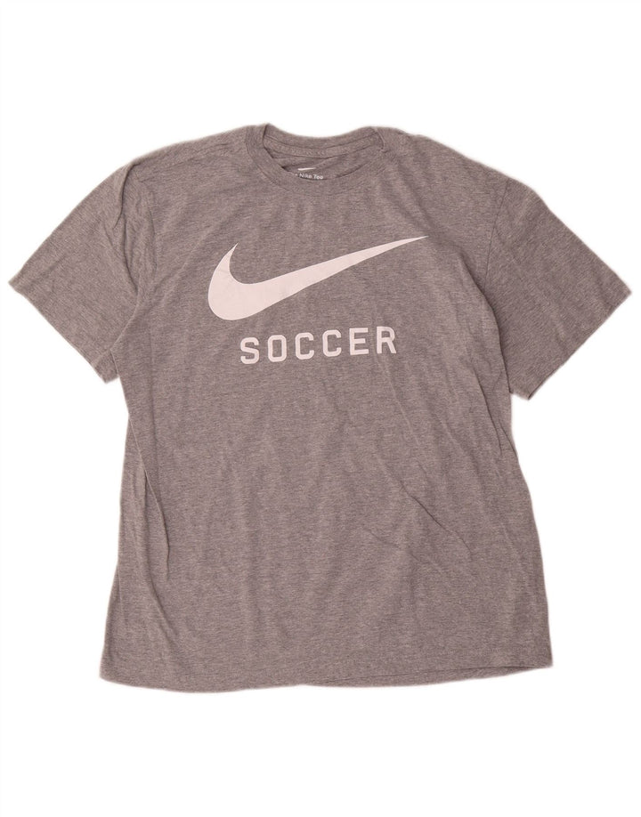 Ανδρικό γραφικό μπλουζάκι Nike, μεγάλο γκρι βαμβακερό